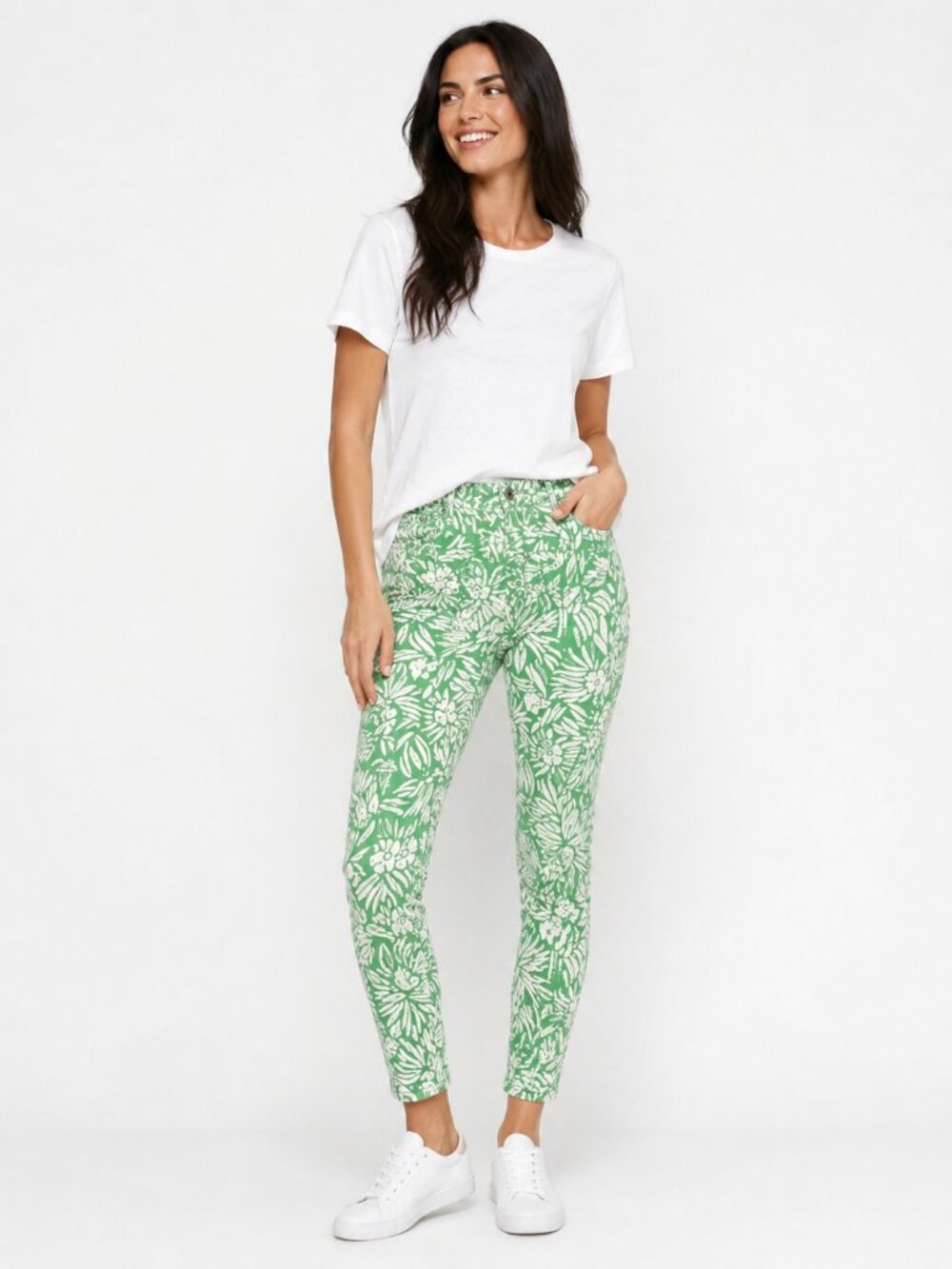 DVF Current Elliott Floral Skinny Jeans Womens 30 Mint Green High Rise